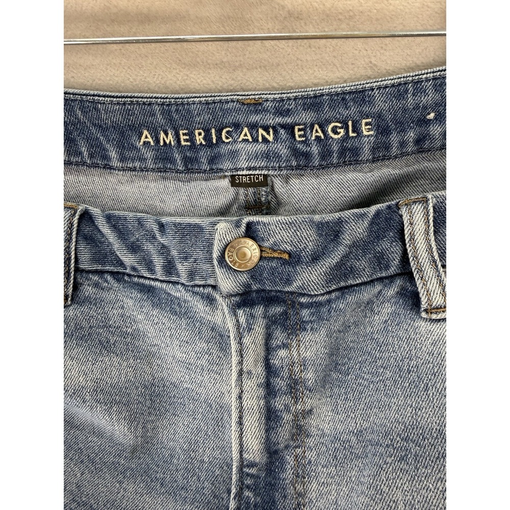 American Eagle Curvy Mom Jeans Sz 16 Short Blue Denim High Rise Stretch - Picture 7 of 10